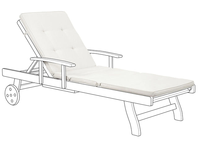 Garden Sun Lounger Cushion Off-White Polyester Seat Backrest Pad Modern Design Outdoor Pad Beliani