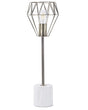 Table Lamp Bedside Light Brass Metal Diamond Cage Shade Round Base Marble Look Tall Beliani