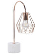 Table Lamp Desk Light Copper Metal Diamond Cage Shade Round Base Marble Look Beliani