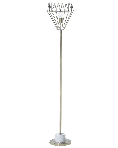 Floor Lamp Brass Metal 160 cm Geometric Cage Shade Industrial Light Beliani