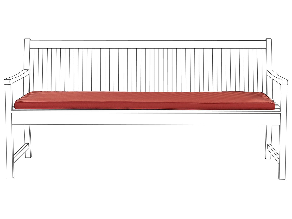 Bench Cushion Red Fabric 169 x 50 cm Outdoor Garden Waterproof Seat Pad Beliani