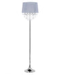 Floor Lamp Grey Polycotton 170 cm Drum Shade Crystal Beads Beliani