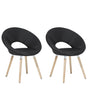 Set of 2 Dining Chairs Black Fabric Upholstery Light Wood Legs Modern Eclectic Style Beliani