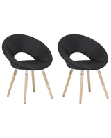 Set of 2 Dining Chairs Black Fabric Upholstery Light Wood Legs Modern Eclectic Style Beliani