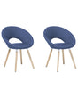 Set of 2 Dining Chairs Blue Fabric Upholstery Light Wood Legs Modern Eclectic Style Beliani