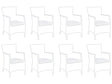 Set of 8 Seat Cushion Covers White Fabric Garden Chair Pillow Case 47 x 47 x 10 cm Beliani