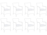 Set of 8 Seat Cushion Covers White Fabric Garden Chair Pillow Case 47 x 47 x 10 cm Beliani