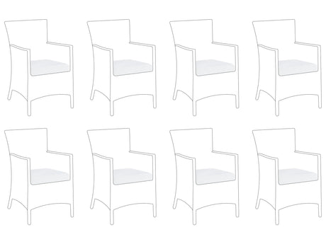 Set of 8 Seat Cushion Covers White Fabric Garden Chair Pillow Case 47 x 47 x 10 cm Beliani