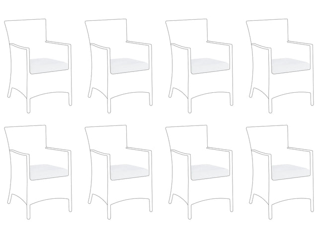 Set of 8 Seat Cushion Covers White Fabric Garden Chair Pillow Case 47 x 47 x 10 cm Beliani