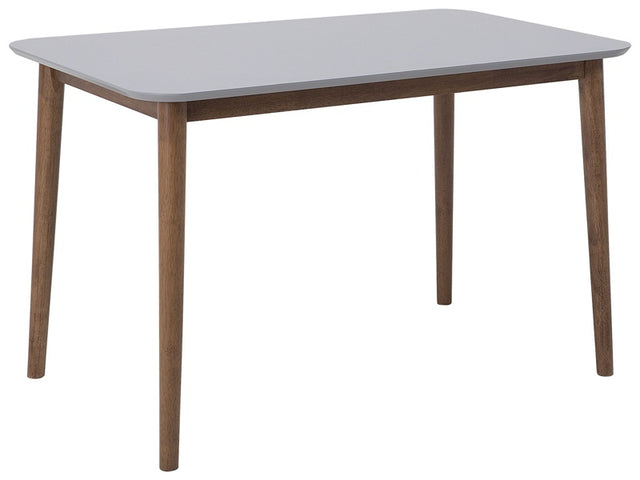 Dining Table Grey MDF Tabletop 118 x 77 cm Wooden Legs Kitchen Table Beliani