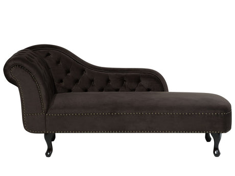 Chaise Lounge Brown Left Hand Velvet Buttoned Beliani