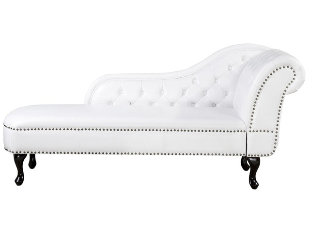 Chaise Lounge White Right Hand Faux Leather Buttoned Beliani