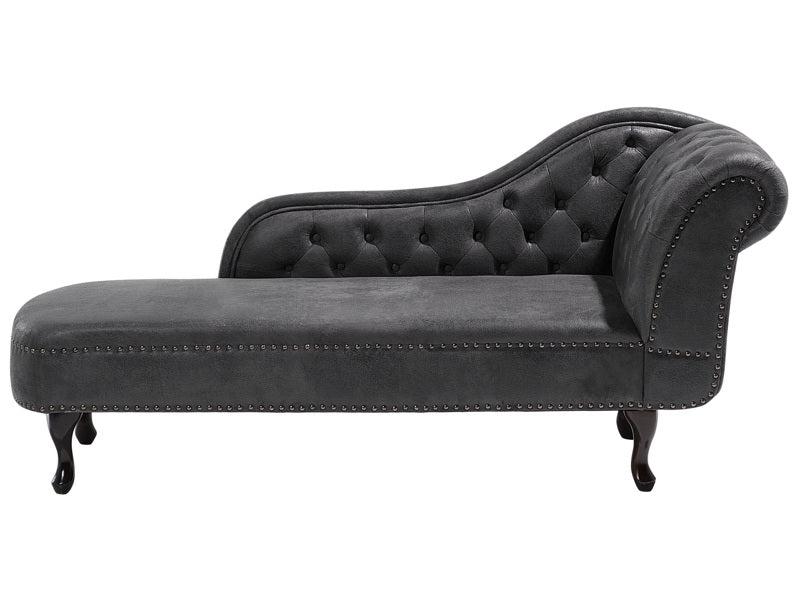 Chaise Lounge Grey Right Hand Faux Suede Buttoned Beliani