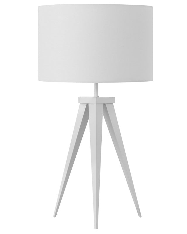 Tripod Table Lamp White Drum Shade Industrial Beliani