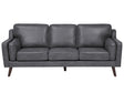 Sofa Grey 3 Seater Faux Leather Oak Wood Legs Classic Mid-Century Living Room Beliani