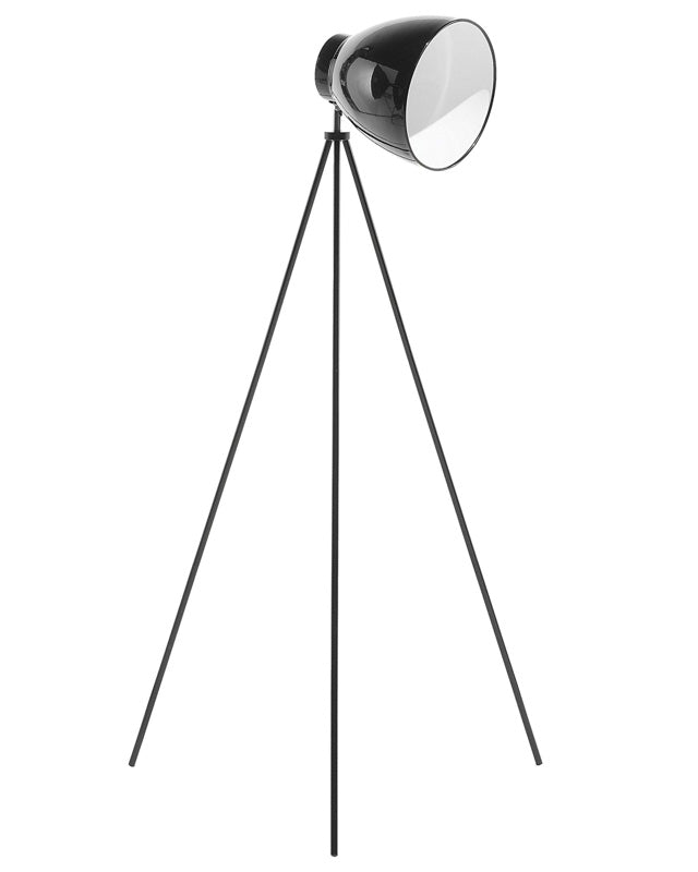 Floor Lamp Black Metal 128 cm Tripod Stand Adjustable Shade Beliani