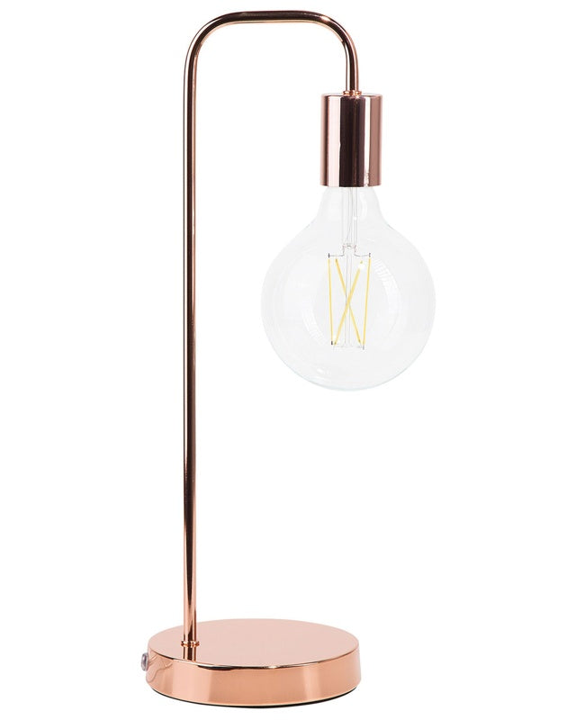 Table Lamp Copper Industrial Minimalistic No Shade Beliani