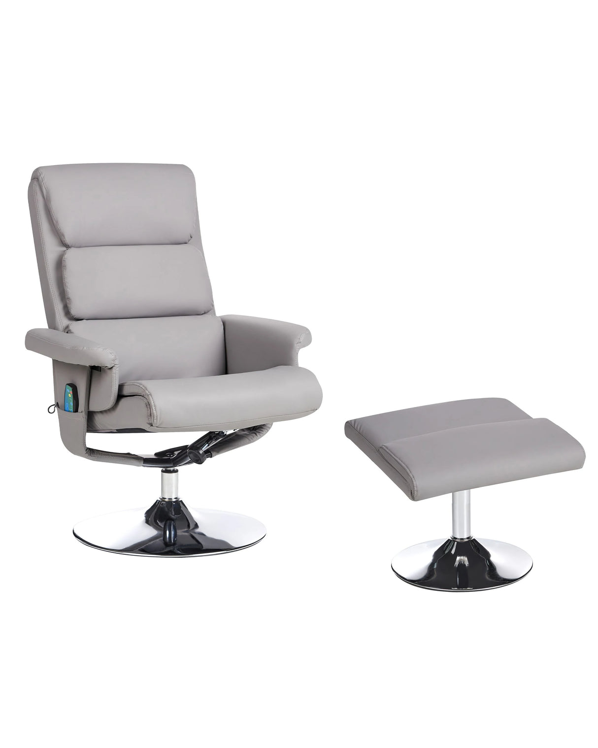 Recliner Armchair Grey with Footstool Faux Leather Upholstered Metal Frame Heated Massage Function Retro Design Beliani