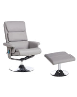Recliner Armchair Grey with Footstool Faux Leather Upholstered Metal Frame Heated Massage Function Retro Design Beliani