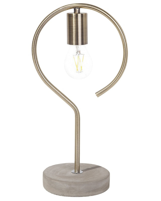 Table Lamp Brass Colour Metal Concrete Base Industrial Beliani