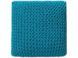 Pouf Ottoman Blue Knitted Cotton EPS Beads Filling Square Small Footstool 50 x 50 cm Beliani