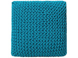 Pouf Ottoman Blue Knitted Cotton EPS Beads Filling Square Small Footstool 50 x 50 cm Beliani