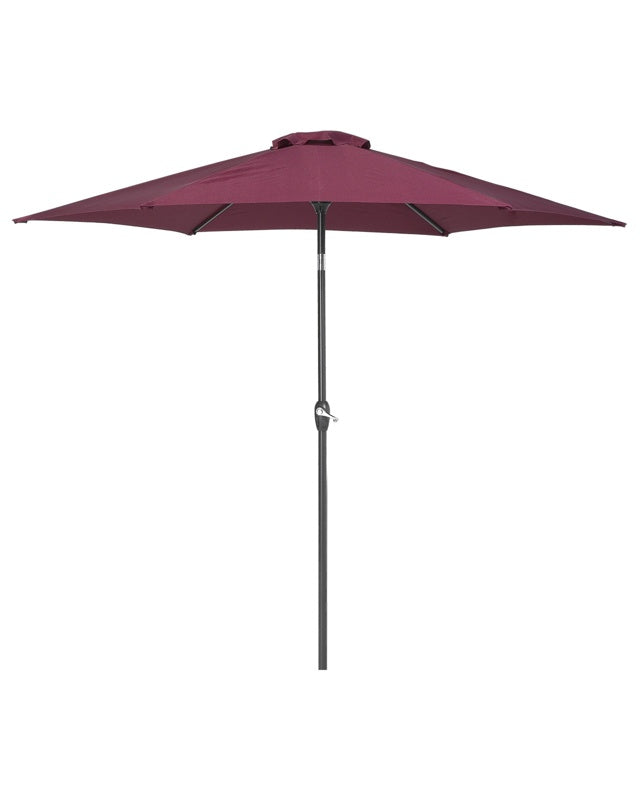 Garden Sun Parasol Burgundy Fabric 230 cm Weather Resistant Beliani