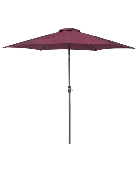 Garden Sun Parasol Burgundy Fabric 230 cm Weather Resistant Beliani