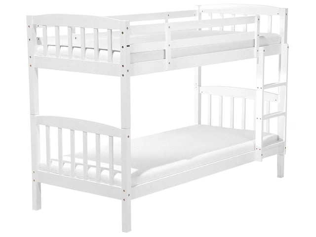 Double Bank Bed White Pine Wood EU Single Size 3ft High Sleeper Children Kids Bedroom Beliani