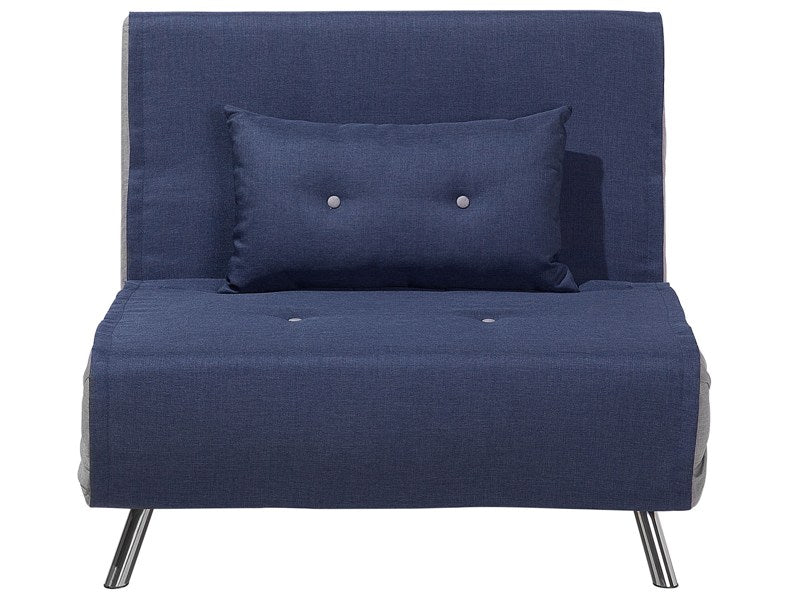 Sofa Bed Blue Fabric Upholstery Single Sleeper Fold Out Chair Bed Beliani