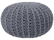 Pouf Ottoman Grey Knitted Cotton EPS Beads Filling Round Small Footstool 50 x 35 cm Beliani