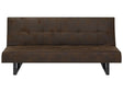 Sofa Bed Brown Faux Leather Modern Living Room Convertible 3 Seater Armless Minimalistic Design Beliani