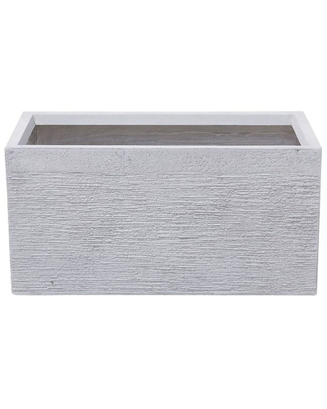 Plant Pot White Fibre Clay 60 x 29 x 30 cm Indoor Outdoor Rectangular Planter Beliani