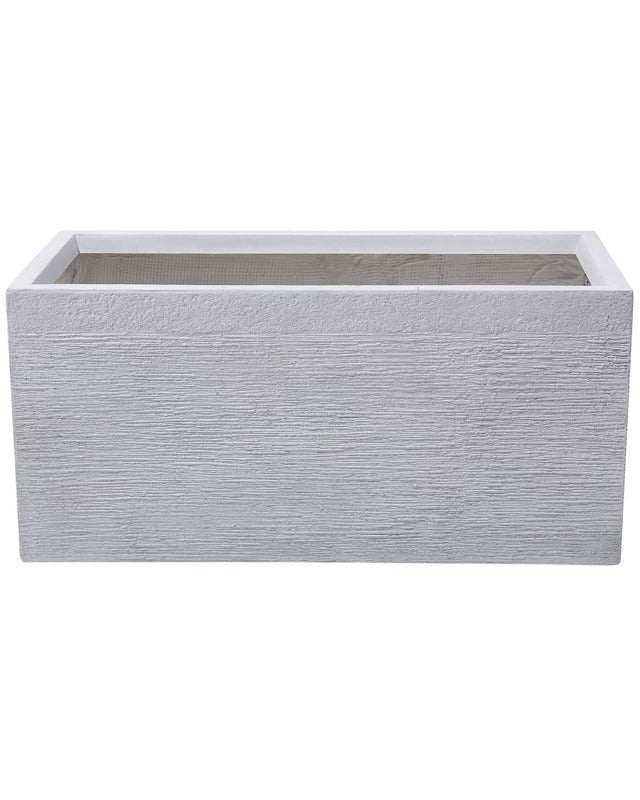 Plant Pot White Fibre Clay 80 x 37 x 38 cm Indoor Outdoor Rectangular Planter Beliani