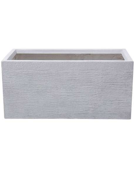 Plant Pot White Fibre Clay 80 x 37 x 38 cm Indoor Outdoor Rectangular Planter Beliani