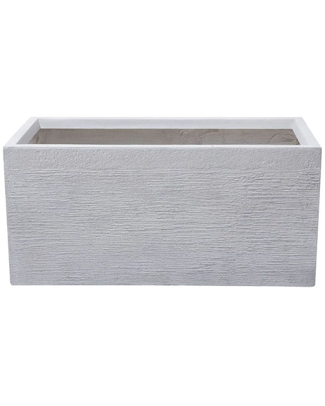 Plant Pot White Fibre Clay 80 x 37 x 38 cm Indoor Outdoor Rectangular Planter Beliani
