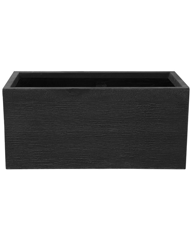 Plant Pot Black Fibre Clay 80 x 37 x 38 cm Indoor Outdoor Rectangular Planter Beliani