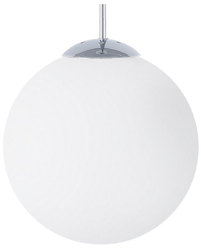 Pendant Lamp White Glass Silver Elements Globe Shape 1-Light Modern Beliani