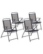 Set of 4 Garden Chairs Black Steel Frame Foldable Weather Resistant Beliani