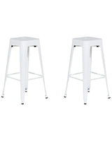 Set of 2 Bar Stools White Steel 76 cm Stackable Counter Height Industrial Beliani