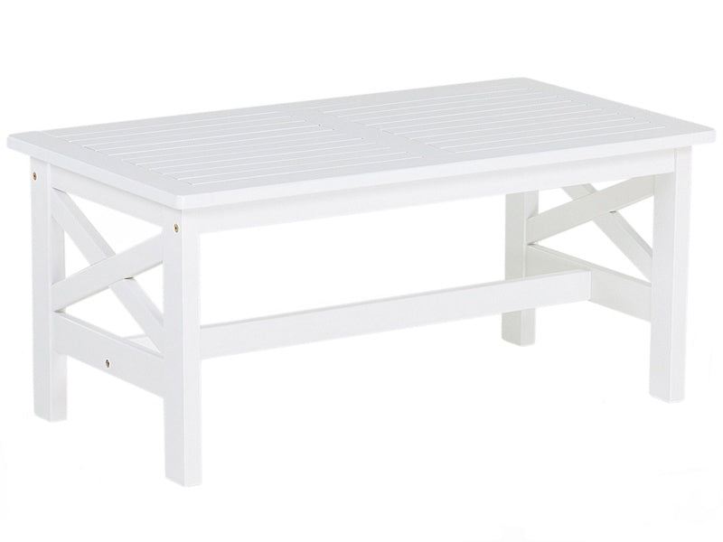 Garden Coffee Table White Acacia Wood Rectangular 100 x 55 cm Weather Resistant Modern Scandinavian Beliani