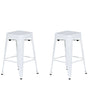 Set of 2 Bar Stools White Steel 60 cm Stackable Counter Height Industrial Beliani