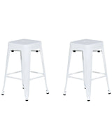 Set of 2 Bar Stools White Steel 60 cm Stackable Counter Height Industrial Beliani