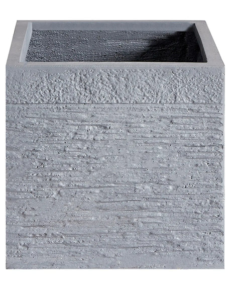 Plant Pot Planter Solid Grey Fibre Clay Square 30 x 28 cm UV Resistance Beliani