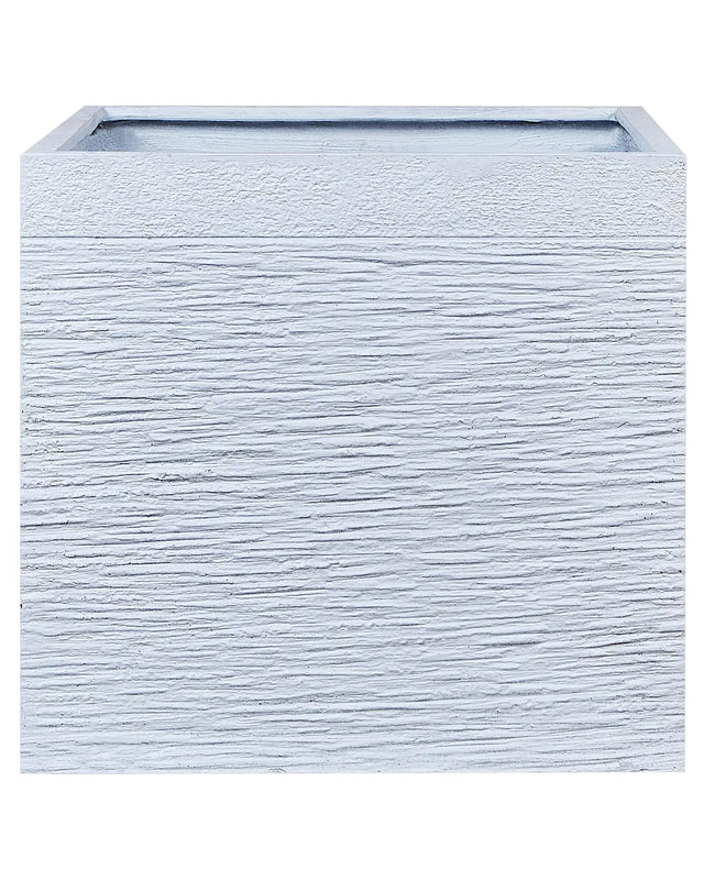 Plant Pot Planter Solid White Fibre Clay Square 50 x 48 cm UV Resistance Beliani