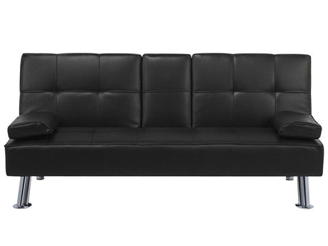 Sofa Bed Black 3 Seater Drop Down Table Click Clack Beliani