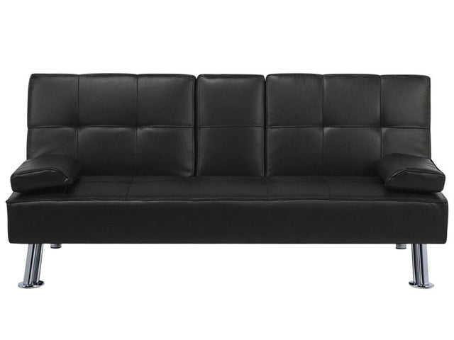 Sofa Bed Black 3 Seater Drop Down Table Click Clack Beliani