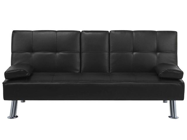 Sofa Bed Black 3 Seater Drop Down Table Click Clack Beliani