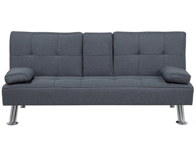 Sofa Bed Dark Grey 3 Seater Drop Down Table Click Clack Beliani