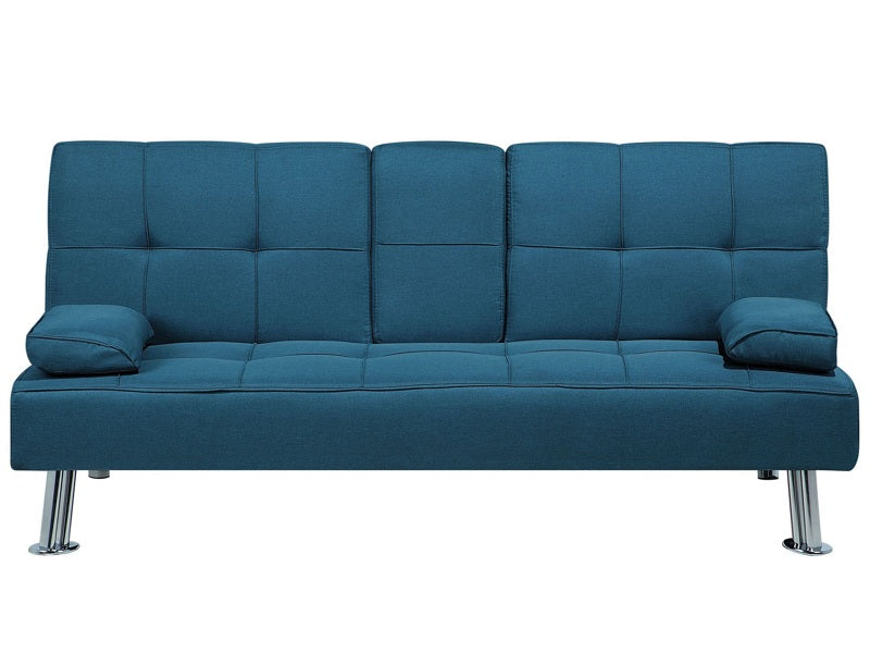 Sofa Bed Blue 3 Seater Drop Down Table Click Clack Beliani